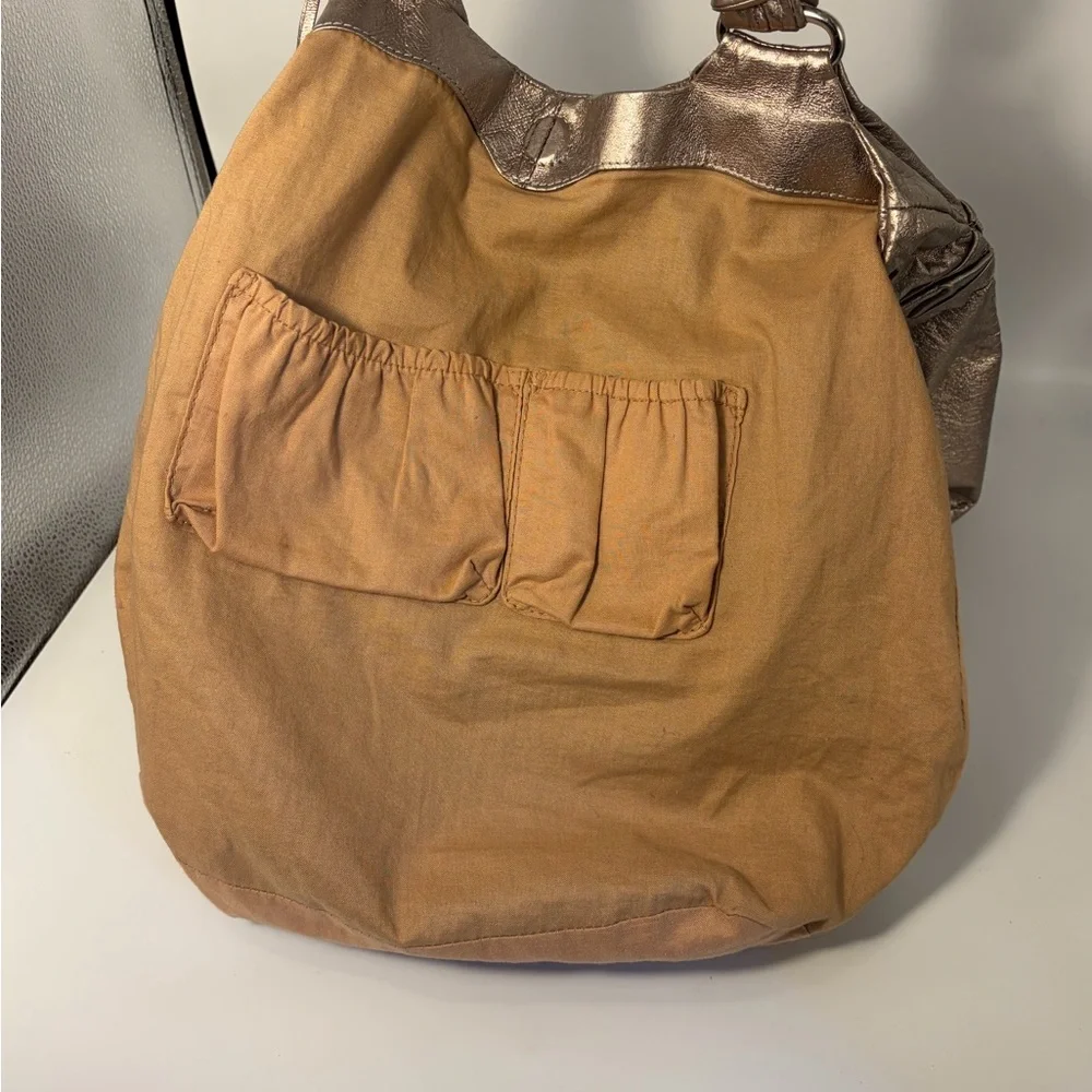Elliott Lucca Metallic‎ Gold/Silver Large Shoulder Bag/Magnetic Closure